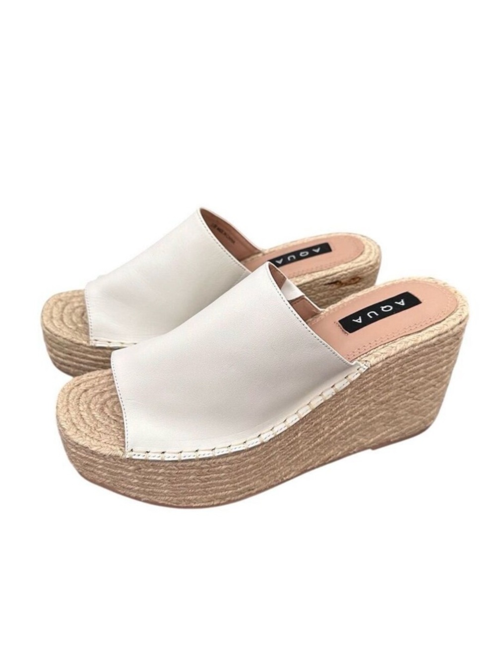 Aqua Women's White Espadrille Wedge Sandals Ultra High Heel Summer Size 9.5M